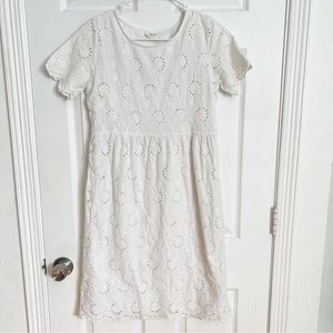 Orange Creek | White Eyelet Scalloped Shirt Sleeve Dress